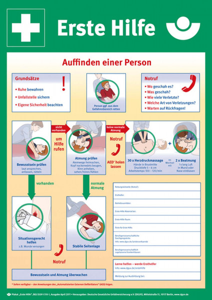 Rettungsschild Anleitung zur erste Hilfe Aluminium, nachleuchtend40 x 56 cm