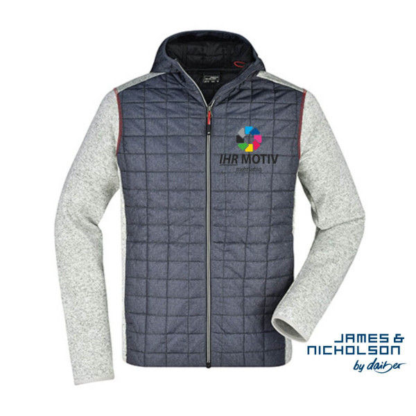 Men's Knitted Hybrid Jacket individuell bestickt